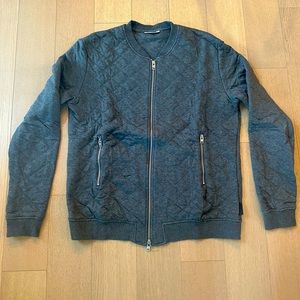 J.Lindberg Quilted Jersey Full Zip Bomber Jacket- Charcoal Grey, Size XL
